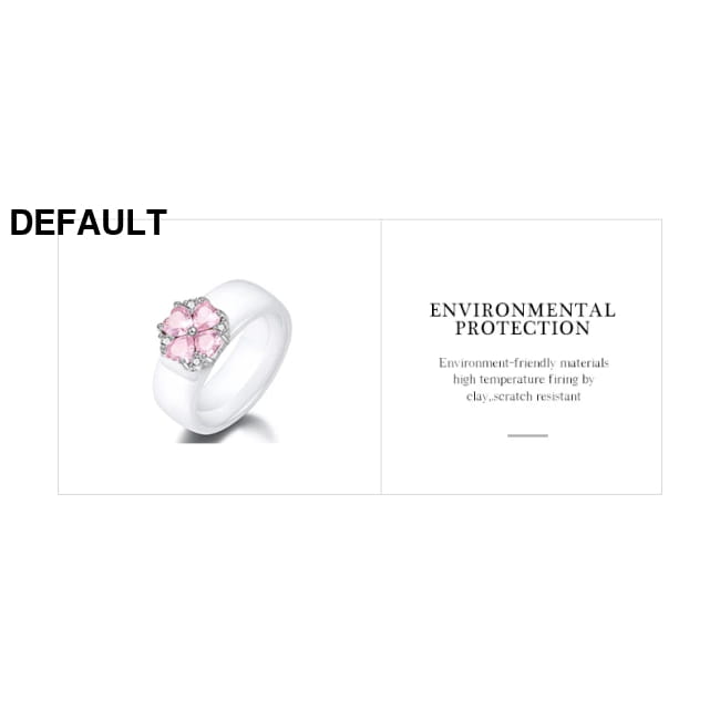 S925 Sterling Silver Pink Flower Cubic Zirconia Ceramic Ring Wedding Rings Best Selling Products
