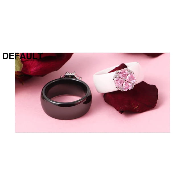 S925 Sterling Silver Pink Flower Cubic Zirconia Ceramic Ring Wedding Rings Best Selling Products
