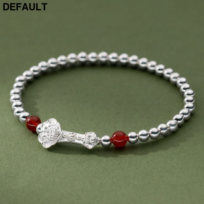 S925 sterling silver safety lock agate bead bracelet Bracelets