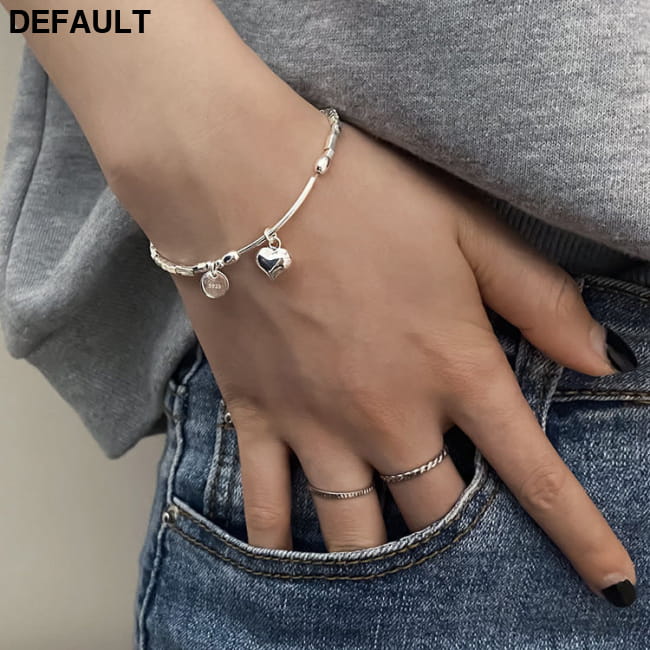 S925 Sterling Silver Square Charm Bracelet With Round Discs Plain / 925 Bracelets