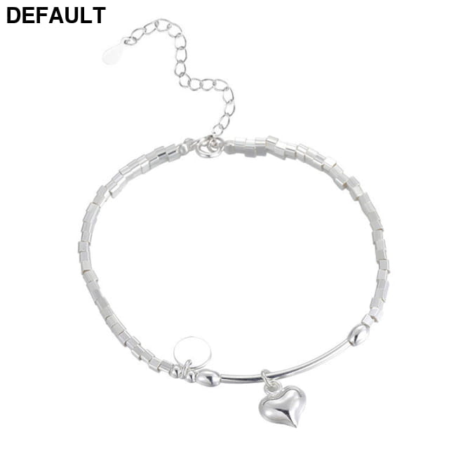 S925 Sterling Silver Square Charm Bracelet With Round Discs Plain / 925 Bracelets