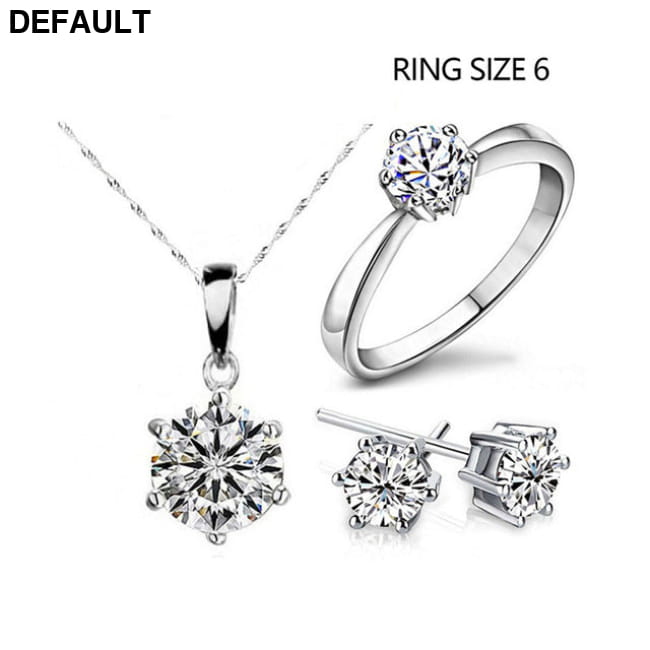 Silver Color Fashion Jewelry Sets Cubic Zircon Statement ASIZE6 Sterling Necklace