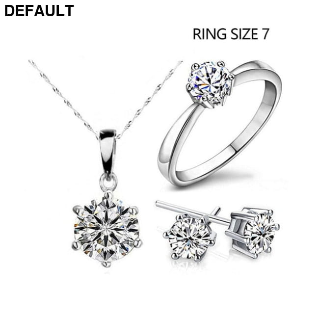 Silver Color Fashion Jewelry Sets Cubic Zircon Statement ASIZE7 Sterling Necklace