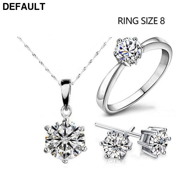 Silver Color Fashion Jewelry Sets Cubic Zircon Statement ASIZE8 Sterling Necklace