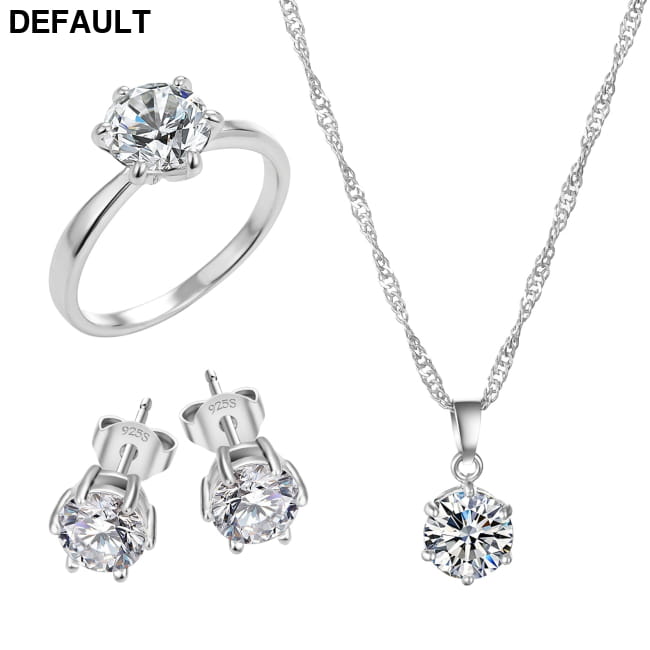 Silver Color Fashion Jewelry Sets Cubic Zircon Statement Sterling Necklace