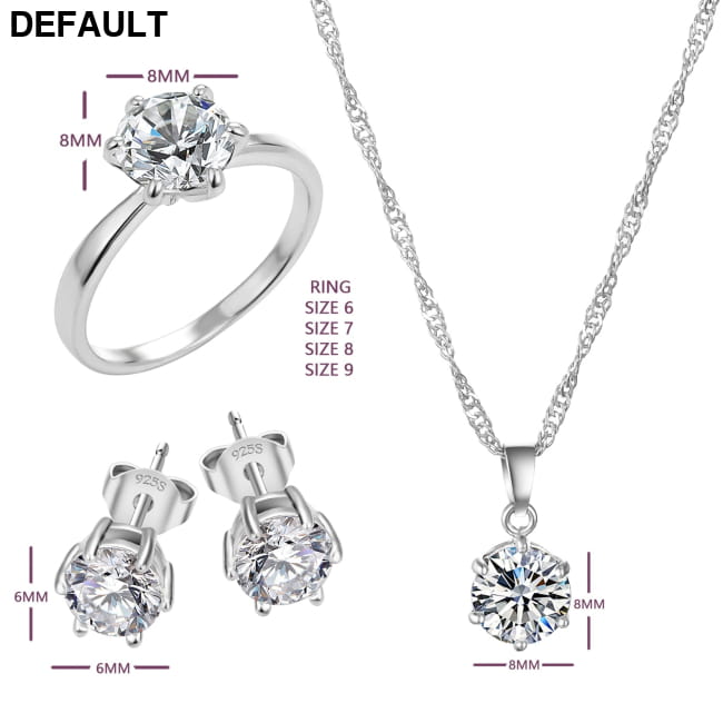 Silver Color Fashion Jewelry Sets Cubic Zircon Statement Sterling Necklace