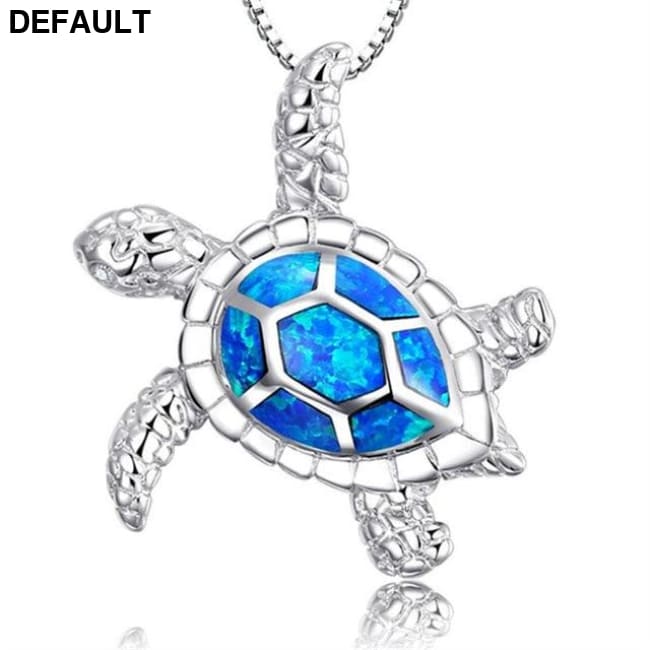 Silver Filled Blue Sea Turtle Pendant Necklace for Women A037 / 50cm Sterling Necklaces