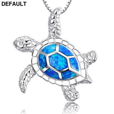 Silver Filled Blue Sea Turtle Pendant Necklace for Women A037 / 50cm Sterling Necklaces