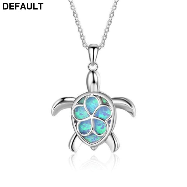 Silver Filled Blue Sea Turtle Pendant Necklace for Women A038-1 / 50cm Sterling Necklaces