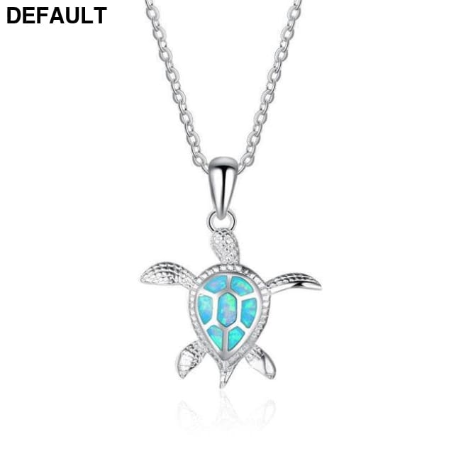 Silver Filled Blue Sea Turtle Pendant Necklace for Women A038-2 / 50cm Sterling Necklaces