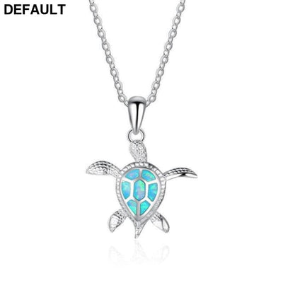 Silver Filled Blue Sea Turtle Pendant Necklace for Women A038-2 / 50cm Sterling Necklaces