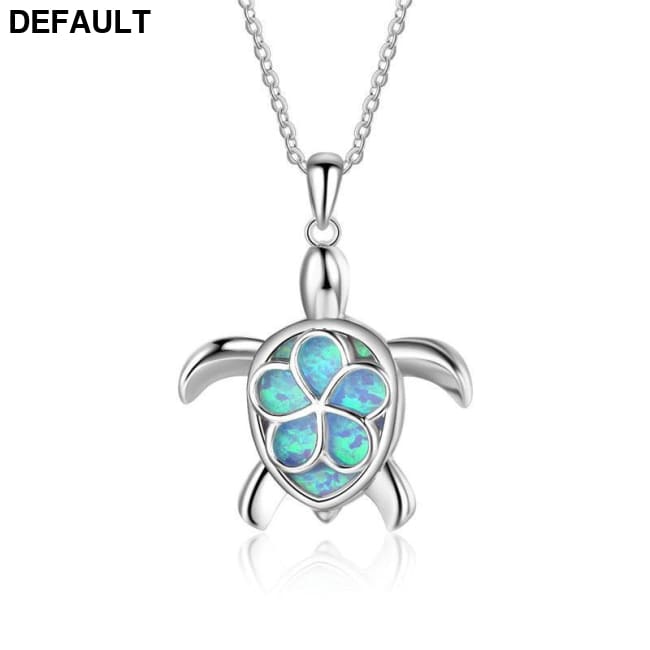Silver Filled Blue Sea Turtle Pendant Necklace for Women Sterling Necklaces