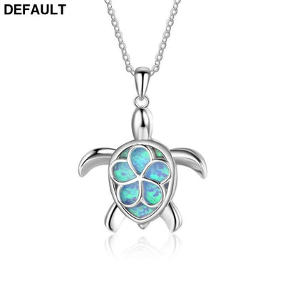 Silver Filled Blue Sea Turtle Pendant Necklace for Women Sterling Necklaces