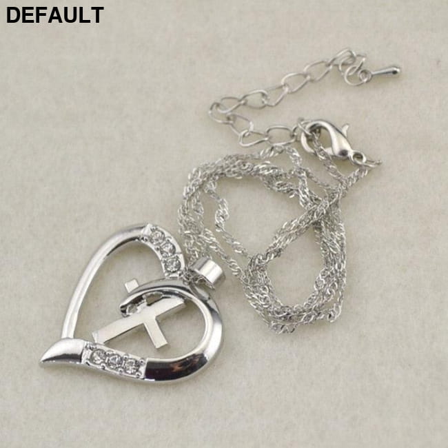 Silver Plated Jewelry Necklace Women Cross Heart Love Sterling Necklaces