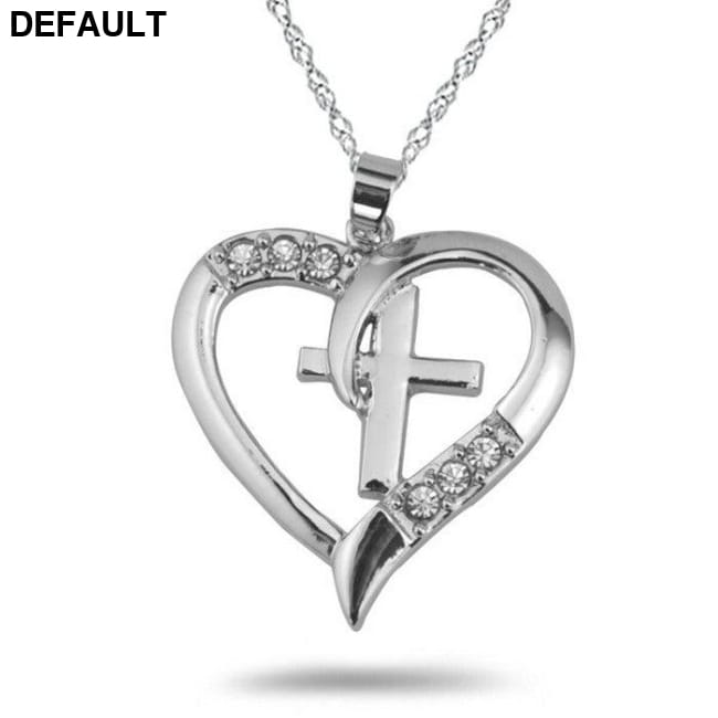 Silver Plated Jewelry Necklace Women Cross Heart Love Sterling Necklaces