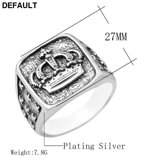Silver Plated Skull Helmet Black Stone Ring Men Rings