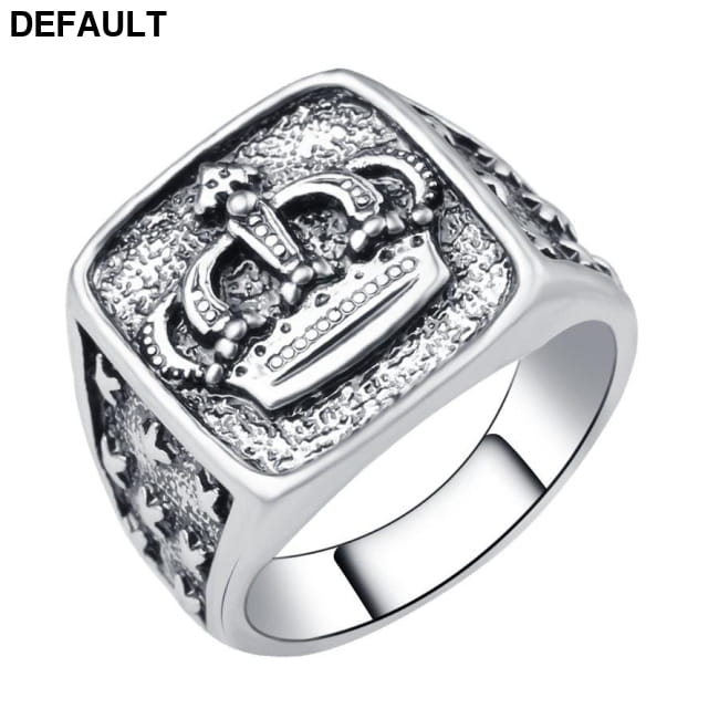 Silver Plated Skull Helmet Black Stone Ring Men Rings