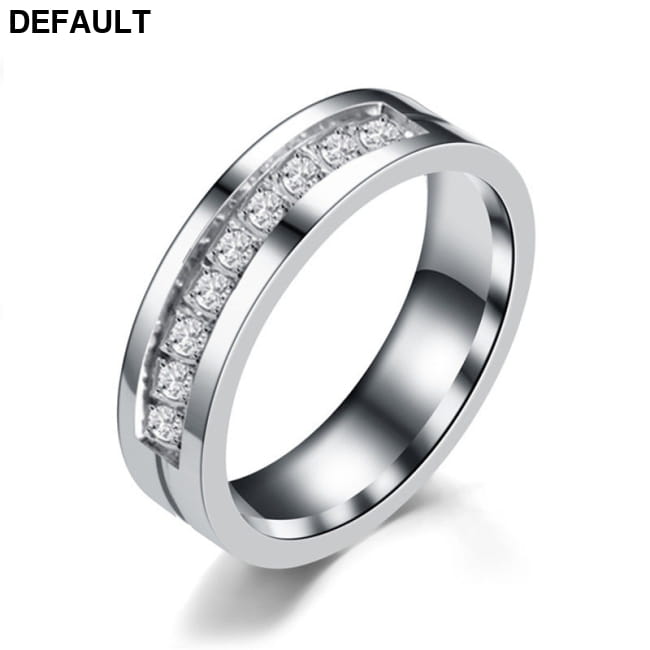 Simple Car Line Men s Titanium Steel Ring Zircon Couple Rings