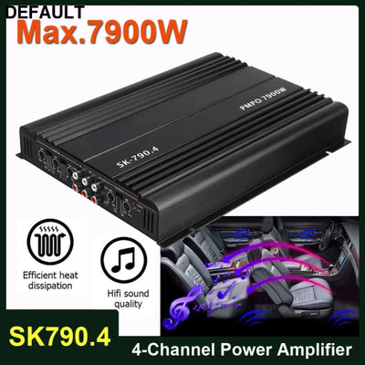 SK-790.4 Car Power Amplifier 4-Channel Class A/B Digital Stereo Surround Passive Subwoofer 12V Audio Player Max 7900W