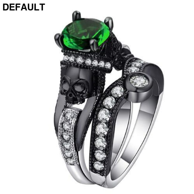 Skull Ring Set Halloween Party Jewelry b-size 5 Sterling Silver Rings