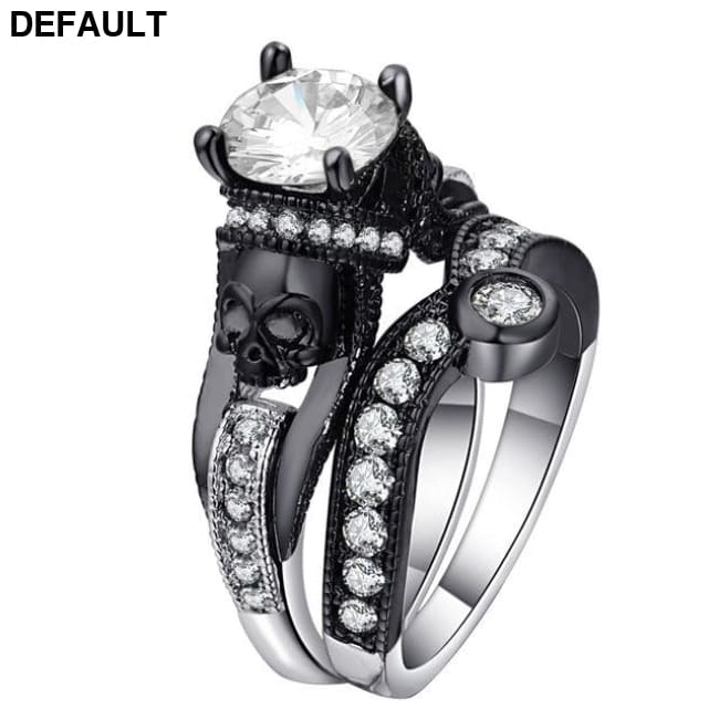 Skull Ring Set Halloween Party Jewelry Sterling Silver Rings