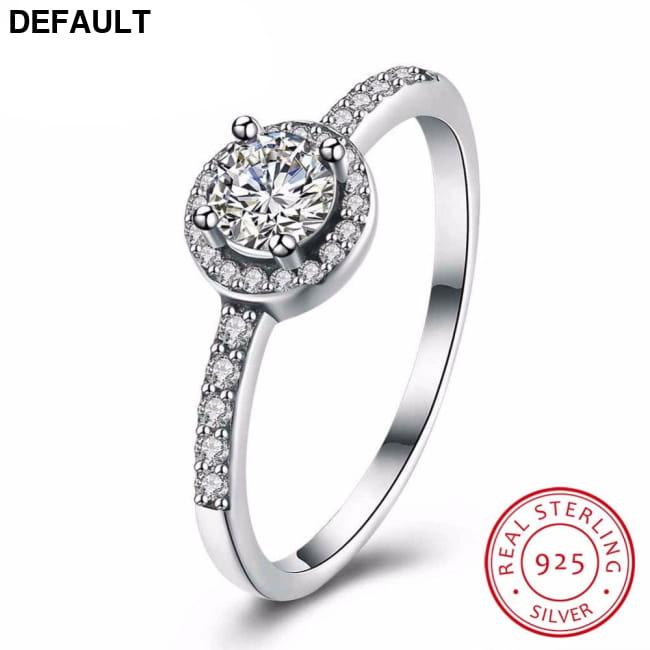 Solid 925 Sterling Silver Female Wedding Ring Classic Cubic 6 Rings Decor
