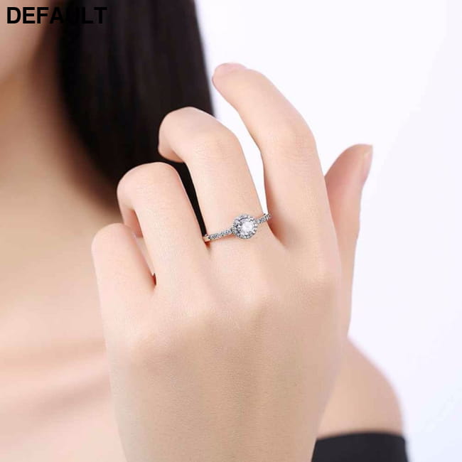 Solid 925 Sterling Silver Female Wedding Ring Classic Cubic Rings Decor