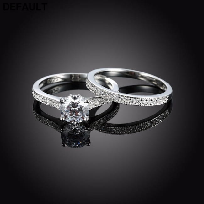 Solid 925 Sterling Silver Ring Sets Engagement Jewelry 6 Wedding Rings