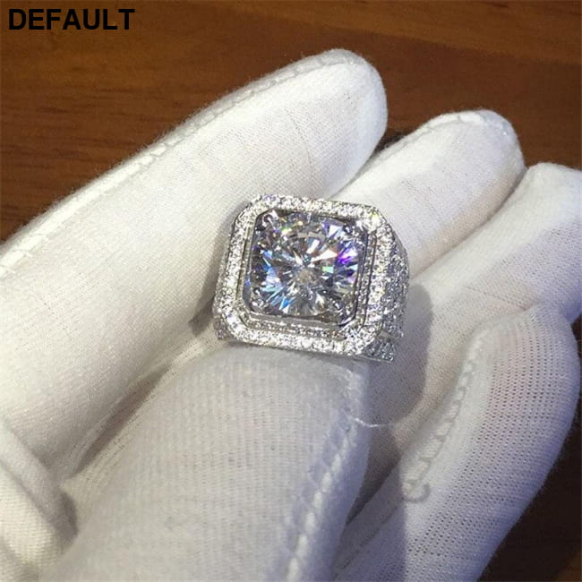 Solitaire Male 4ct Sona Diamond Ring 925 sterling silver Men Rings Best Selling Products