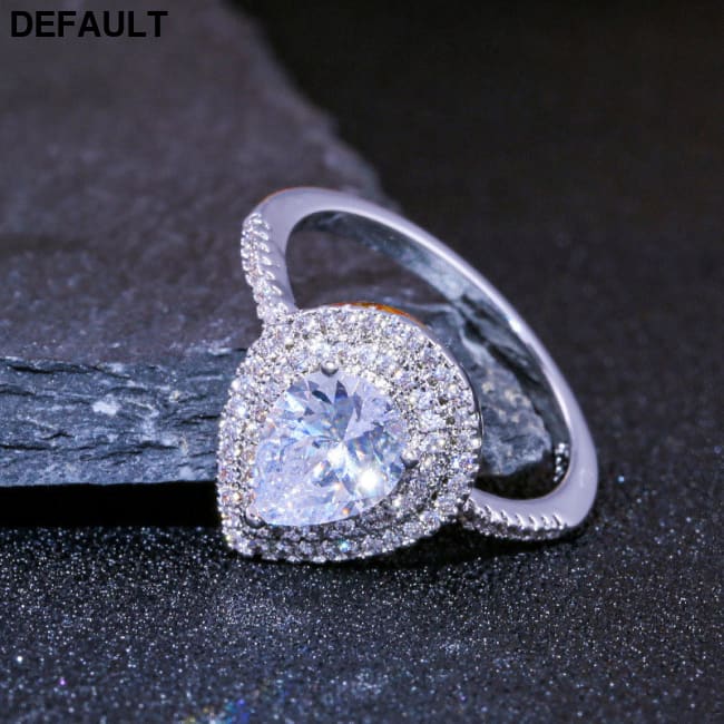 Sparkly Pear-shaped Water Drop Cubic Zirconia Wedding Rings for women Silver OL Finger Engagement Female Anel gifts