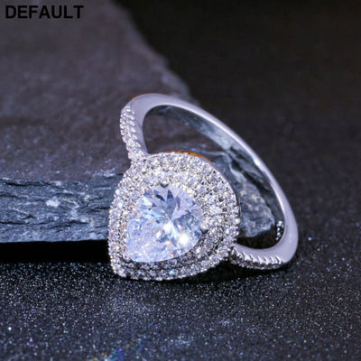 Sparkly Pear-shaped Water Drop Cubic Zirconia Wedding Rings for women Silver OL Finger Engagement Female Anel gifts