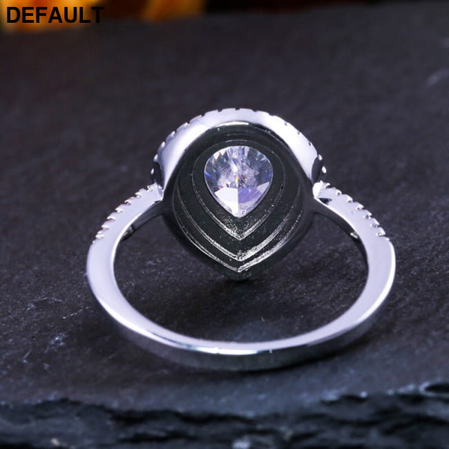 Sparkly Pear-shaped Water Drop Cubic Zirconia Wedding Rings Sterling Silver
