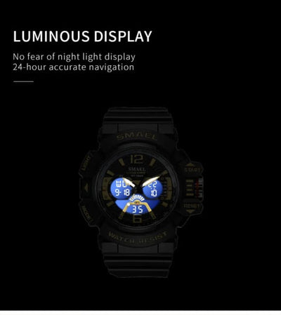 Sport Watch Men SMAEL 50M Waterproof Wristwatches Dual Time Display Multi-function Sports Clocks 8065 Mens Watches
