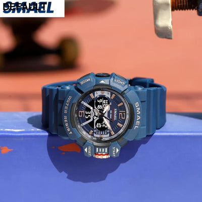 Sport Watch Men SMAEL 50M Waterproof Wristwatches Dual Time Display Multi-function Sports Clocks 8065 Mens Watches