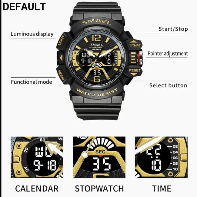 Sport Watch Men SMAEL 50M Waterproof Wristwatches Dual Time Display Multi-function Sports Clocks 8065 Mens Watches