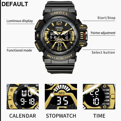 Sport Watch Men SMAEL 50M Waterproof Wristwatches Dual Time Display Multi-function Sports Clocks 8065 Mens Watches
