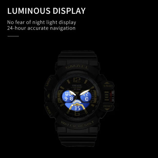 Sport Watch Men SMAEL 50M Waterproof Wristwatches Dual Time Watches