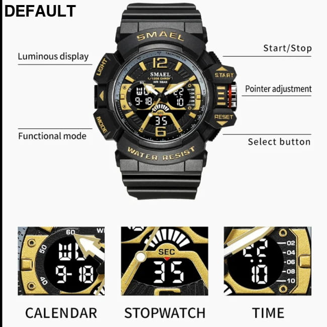 Sport Watch Men SMAEL 50M Waterproof Wristwatches Dual Time Watches