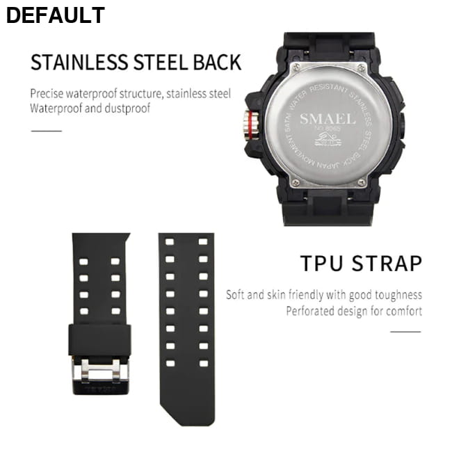 Sport Watch Men SMAEL 50M Waterproof Wristwatches Dual Time Watches