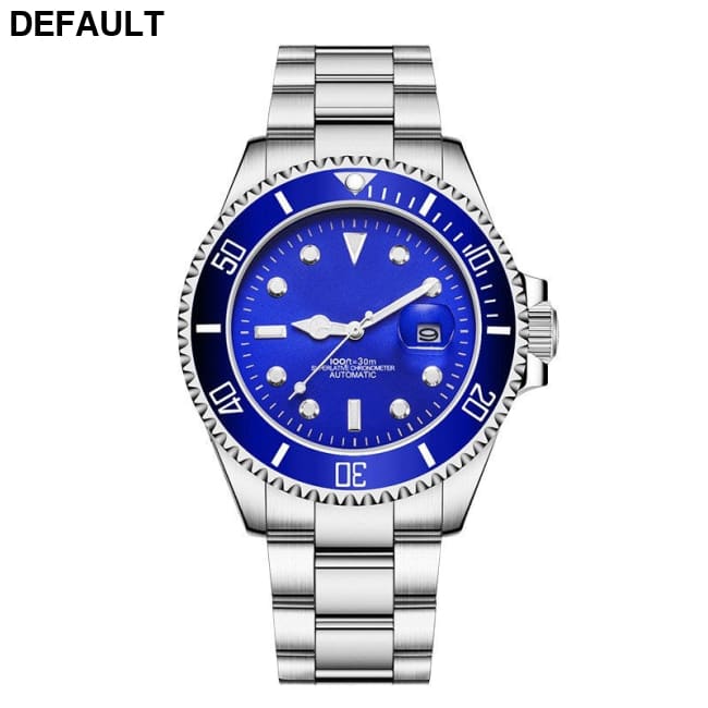 Stainless Steel Band Men’s Mechanical Watch Silver Shell Blue Noodle Men Quartz Watches Best Selling Products