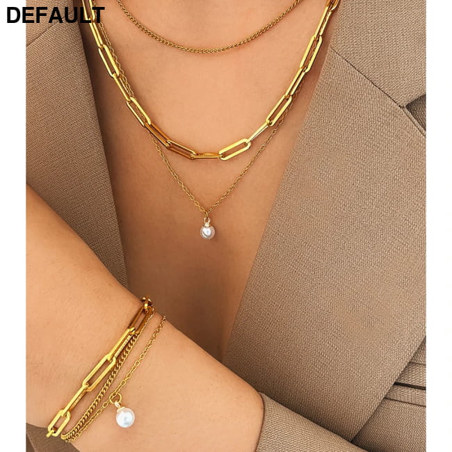 Stainless Steel Jewelry Set Elegant Delicate Pearl Pendant Sterling Silver Necklace Sets Necklaces
