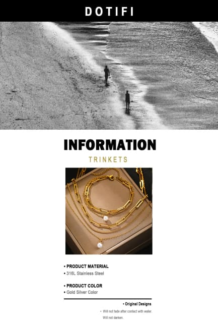 Stainless Steel Jewelry Set Elegant Delicate Pearl Pendant Luxury Multi-Layer Chain For Women Sterling Silver Necklace