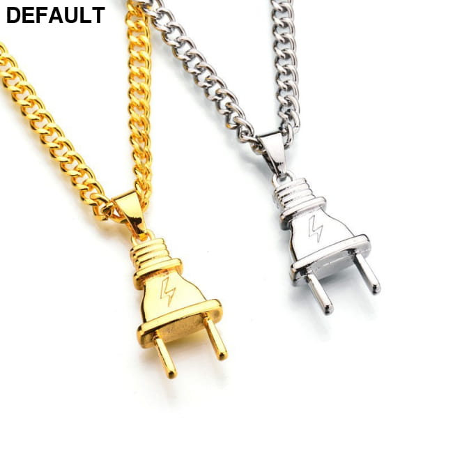 Stainless Steel Men Women Electric Plug Pendant Necklace Necklaces Sterling Silver