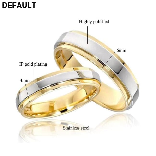 Stainless steel Wedding Ring Silver Gold Color Simple Design Couple Alliance 4mm 6mm Width Band for Women and Men