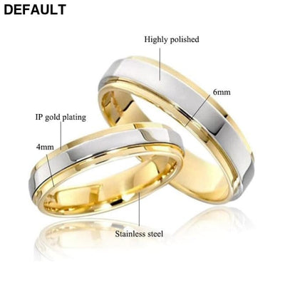 Stainless steel Wedding Ring Silver Gold Color Simple Design Couple Alliance 4mm 6mm Width Band for Women and Men