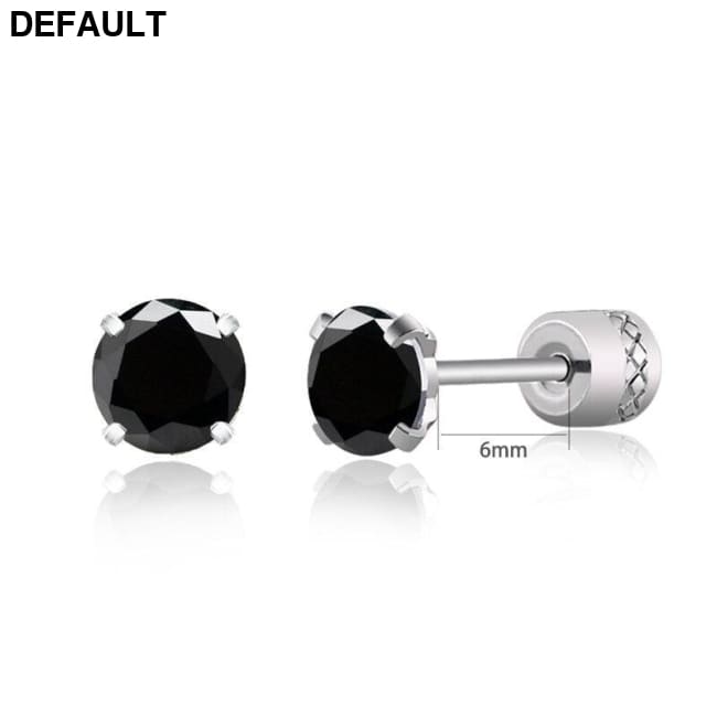 Steel Cubic Zirconia Crystal Stone Round Small Stud Earring for Women Wedding Unusual helix screw earrings Man Jewelry