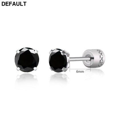 Steel Cubic Zirconia Crystal Stone Round Small Stud Earring for Women Wedding Unusual helix screw earrings Man Jewelry