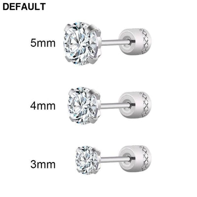 Steel Cubic Zirconia Crystal Stone Round Small Stud Earring for Women Wedding Unusual helix screw earrings Man Jewelry