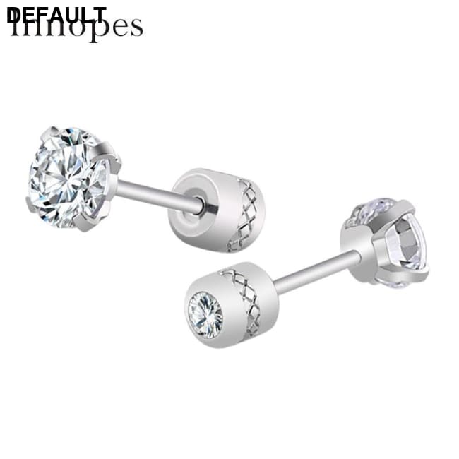 Steel Cubic Zirconia Crystal Stone Round Small Stud Earring for Women Wedding Unusual helix screw earrings Man Jewelry