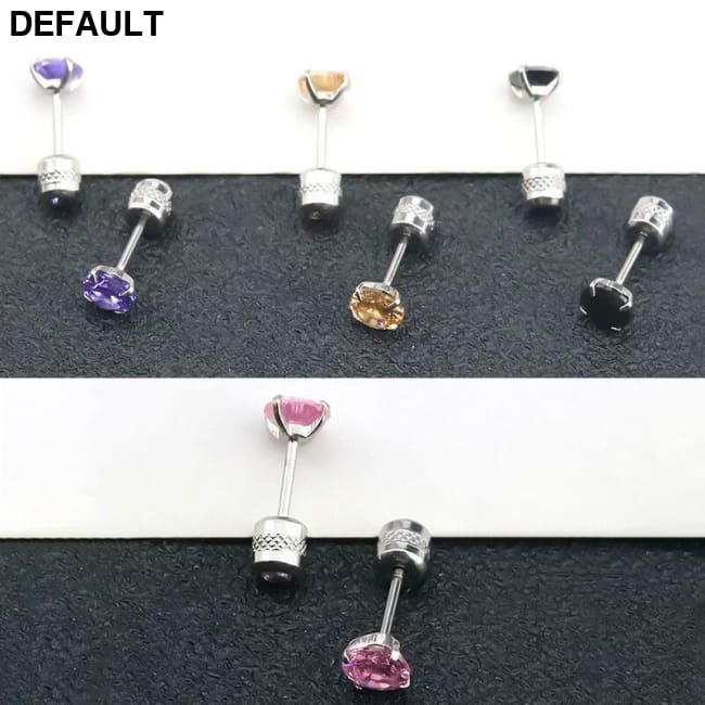 Steel Cubic Zirconia Crystal Stone Round Small Stud Earring for Women Wedding Unusual helix screw earrings Man Jewelry